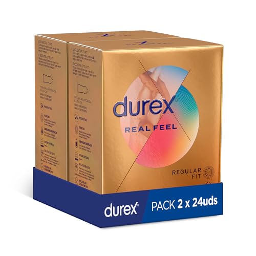 Durex Preservativos Real Feel - Condones Sensitivos Sin Látex - Duplo Pack 48 Unidades