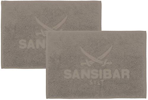 Sansibar Badvorleger Fein-Flor Badteppich Badematte 100% Baumwolle 50x80 cm (50 x 80 cm, Taupe 2er...
