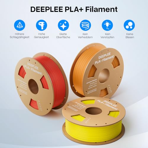 DEEPLEE PLA+ Filament 1.75mm, PLA Plus 3D Drucker Filament, Maßgenauigkeit +/- 0,02 mm, Filament 3D-Druckmaterialien, Grau 1kg (2,2lbs)