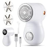 Goopreen Electric Lint Remover Rechargeable, Lint Shaver with 6-Blade & LED Display, Fabric Shaver for Furniture, Pilling Remover for Clothes, Sofa, Blanket, Upholstery, 3 Speed, 1 Replacement Blade