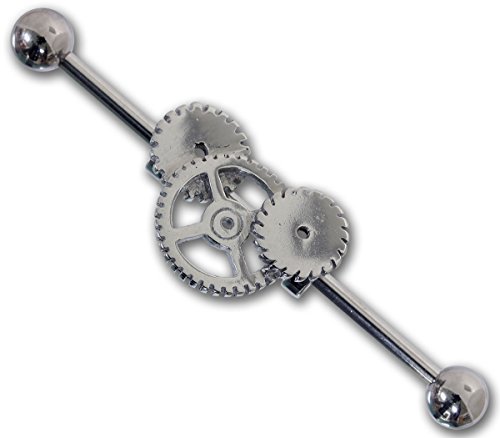 Pain-is-Art Roues dentées industrielles en argent - Boucles d'oreilles en acier chirurgical 316L Cover