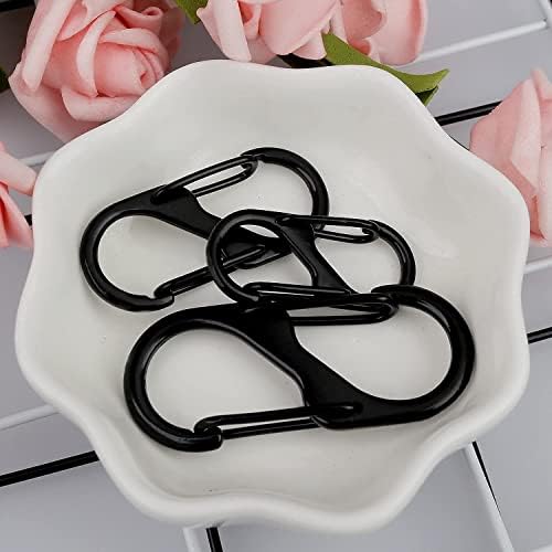 10 Pcs S Small Carabiner Keyring Clip, 3 Sizes Dual Spring Opening Keychain Clip S Ring Locking Carabiner Buckle Double Clip Hook for Outdoor Hiking Fishing Camping Traveling