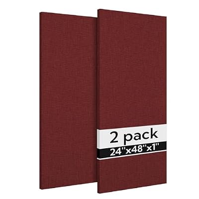 Olanglab Acoustic Panels 2 Pack, 48''x24'' Large Sound Panels, Fabric Wrapped Sound Proof Foam Panels for Walls, Sound Absorbing Panels for Recording Studio Acoustical Treatments (Burgundy)