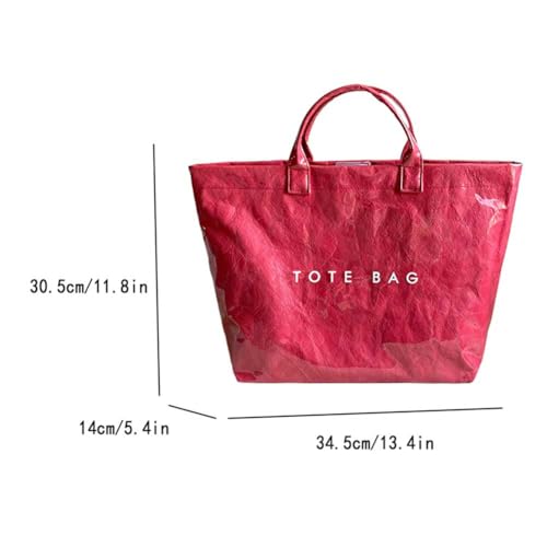 Bolso tote grande de PVC para mujer, bolso hobo transparente con estampado de letras y asas superiores miniatura 6