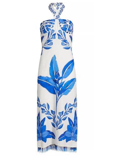 FARM Rio Women's Blue Yard Off-White Sleeveless Maxi Dress, Blue Yard Off-White, L