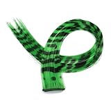 kudois 3Pcs Stripe Printed Wig Piece Colorful Long Straight Clip-in Hair Extensions for Daily Use Party Halloween