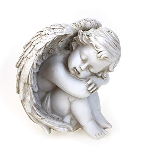 TEMPELWELT® Deko Engel Figur Sitzend Schlafend 12 cm - Polystein...