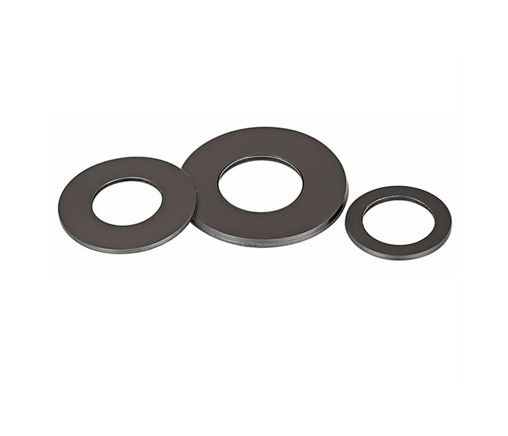Silicone Flat Washer, 100pcs Gasket Ring Thickness1 1.4mm, Black White Plastic Nylon Washer, d c 8 12mm Plated Flat Spacer(Black,M2x5x1)