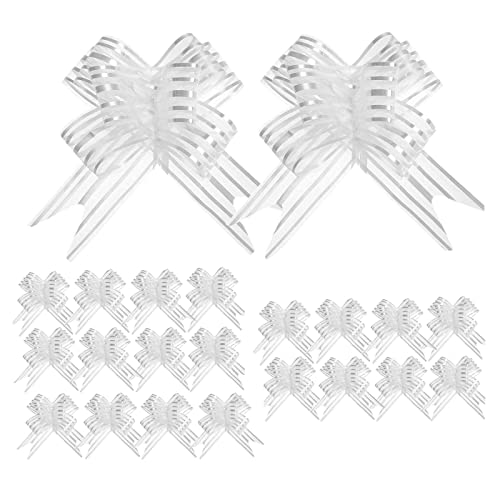 Grandes de Regalo con Cinta de Regalo,Lazos Navidad, Lazos de Organza Blanco,20 Lazos Coche Boda,Auto Lazos de Bodas,Doble Handgebunden con Satén de Rose Satin,Decoración para Coche,Decoración de los