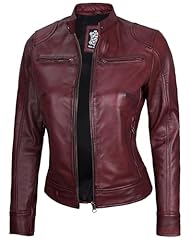 Dodg Maroon Leather Jacket Women