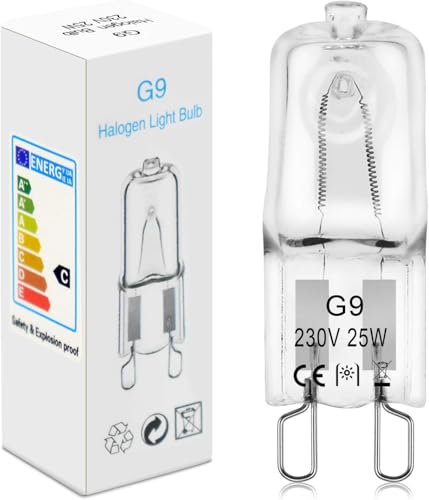 BROTOU Ampoule Halogene G9(4 Pièces) 25W 230V 2800K Sans Scintillement Dimmable, Lampe salon halogène,Ampoule four g9 25w 300 degré pour Hotte de...