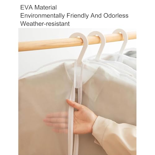5 Pcs Translucent Garment Bags for Hanging Clothes, EVA Clear Garment Bags, Clothes Covers with Zipper for Coats, Jackets, Shirts(24x55in/60x140cm)4
