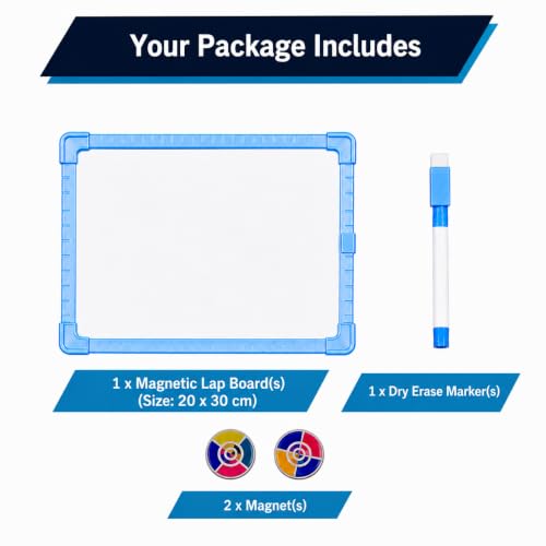 Image of YAJNAS Double-Sided Magnetic Whiteboard with Colorful Frame, 20x30 CM, Pack of 1, Includes 1 Marker Pen & 2 Magnets, Reusable Dry Erase Writing Board for Kids, Students, Teaching, & Office