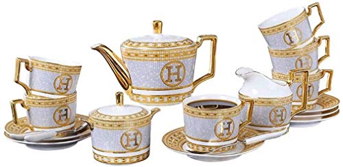 ZouYongKang 9-Piece Tea Set, with Teapot Sugar Bowl Cream Pitcher Tea Set Ceramic Coffee Cup And Saucer Set?for Mocha Cappuccino Tea and coffee
