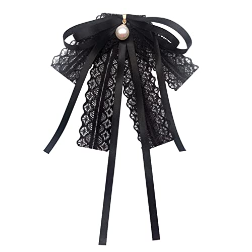 Schleifenbrosche mit Strass Fliege mit Brosche Perle Bogen Brosche Pin Vintage Bogen Brosche Pins für Frauen Elegante Fliege für Damen Hochzeit Abschlussfeier Fliege Pin Hemd Accessoires Schwarz Cover