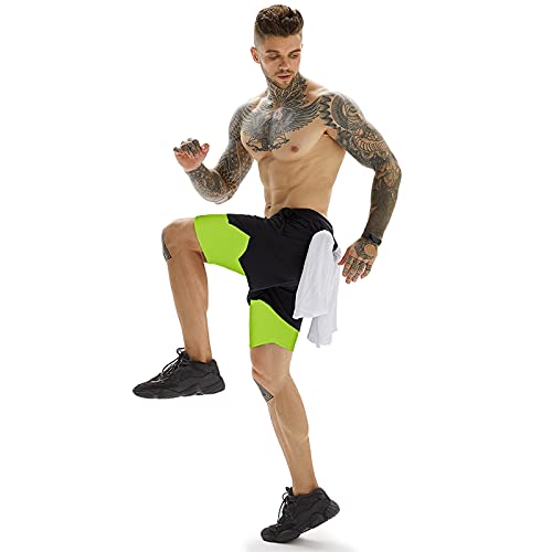 Image of OEBLD Mens Athletic Shorts 2-in-1 Gym Workout Running 7'' Shorts with Towel Loop