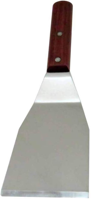 Endo Shoji BHV24002 Commercial Hamburger Turner, Wooden Handle, Medium, Main Unit, 18-0 Stainless Steel, Japanese Zelkova Handle