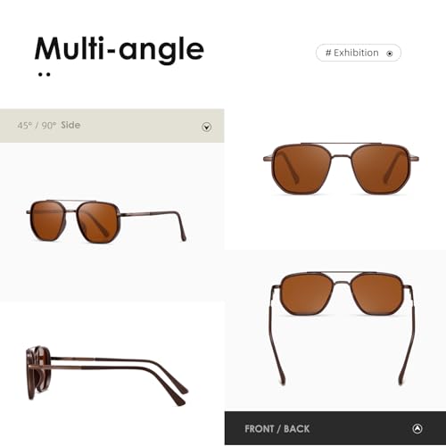 (2 PACK) Polarized Aviator Sunglasses for Women Men Square Frame Sun Glasses for Driving Traveling UV Protection3