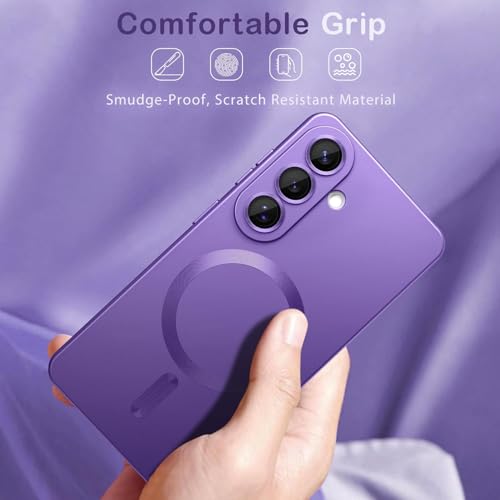 Image of DIZORO Samsung S26 Plus case Compatible with Mag Safe Matte Luxury Metallic Luster Flexible TPU Shockproof Back Cover with Camera Protector Lens - Violet
