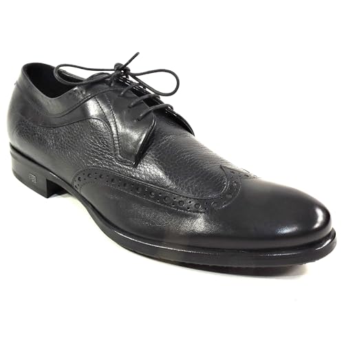 Baldinini Men's Black Leather Oxford Dress Shoes, Wingtip Brogue, Comfort Sole3