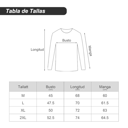 Channo Ropa Interior Térmica para Hombre: Camiseta de Manga Larga Elástica y Transpirable Climas Fríos Negro L