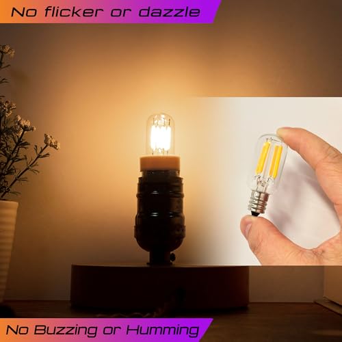Image of E12 Himalayan Salt Lamp 2W Equivalent 15Watt Warm White 2700k, T20 Night Light Bulbs 180lm, E12 LED Bulb Candelabra Base for Himalayan Salt Rock Lamps & Baskets, Candle Lamp, 2 Pack