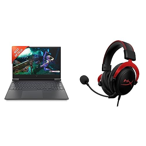 Image of HP Victus Gaming AMD Ryzen 5-5600H Processor 16.1 inch(40.9 cm) FHD Gaming Laptop & HyperX Cloud II - Pro Gaming Headset (Red)
