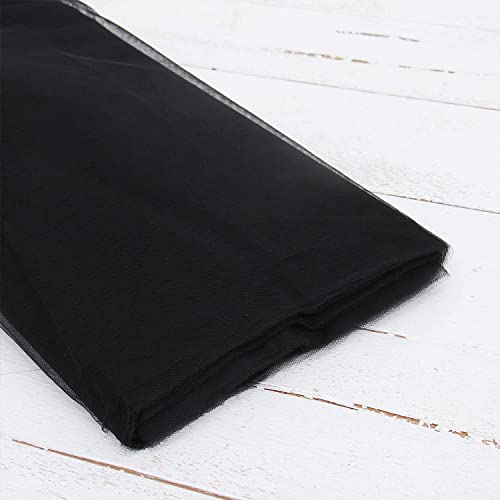 Image of Multi Purpose Solid Nylon Soft Net Combination Fabric - for Wedding, Parties, Costumes, and Decoration (32.8 x 4 Feet, Black)