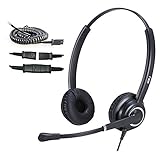 Casque téléphonique RJ9 Compatible avec Cisco avec Microphone antibruit pour Cisco CP-7821 7941G 7942G 7965G 7971 8851. avec câble supplémentaire de 3,5 mm pour Ordinateurs et Ordinateurs Portables