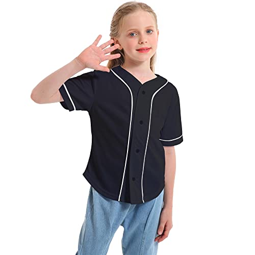 Mowbeat Boys Baseball Jersey Kids Short Sleeve Girls Hip Hop T Shirts Toddler Sport Button Down Jersey Shirt