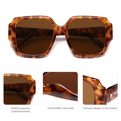 SOJOS Big Retro Square Polarized Sunglasses Womens Mens 70s 80s Vintage Oversized Sunnies SJ23593