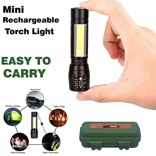 Care-4-LED-Rechargeable-Tactical-Flashlight-Zoomable-3-Modes-USB-Charging-Torch-Built-in-14500-Battery-with-USB-Cable-Storage-Box-Outdoor-Waterproof-Torch-Black-Rechargeable-Metal