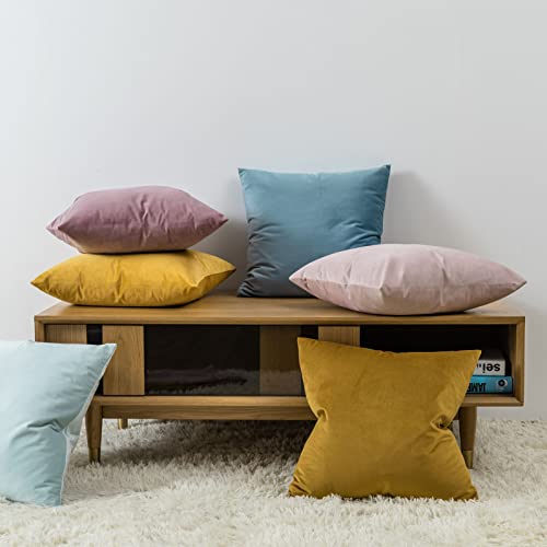 Image of JUSPURBET 24x24 Decorative Velvet Throw Pillow Covers Set of 2,Light Blue | Modern Soft Cushion Covers Cases with Invisible Zipper for Couch Sofa Bed Living Room Bedroom Home Decor
