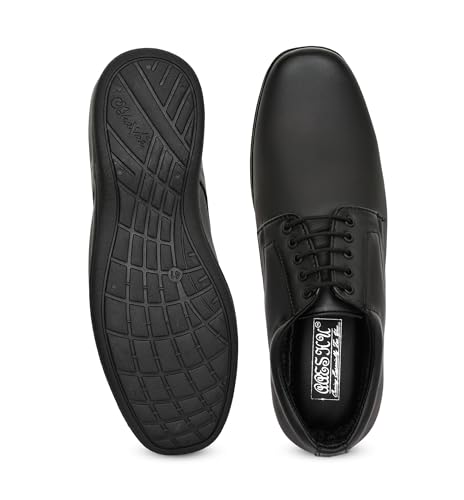 Image of Men's Faux Leather Formal Shoes | Stylish Lace-Up Office Wear Shoes for Men | Comfortable Lightweight Business Footwear | Synthetic Leather Dress Shoe for Parties & Daily Use