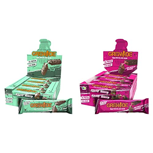 Grenade Carb Killa Hochproteinriegel, 12 x 60g - Dark Chocolate Mint & Carb Killa Hochproteinriegel, Dark Chocolate Raspberry, 12 x 60g
