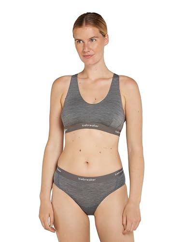 Icebreaker Women’s Merino Blend 125 Cool-Lite Sprite Racerback Bra - Gritstone Heather - Small
