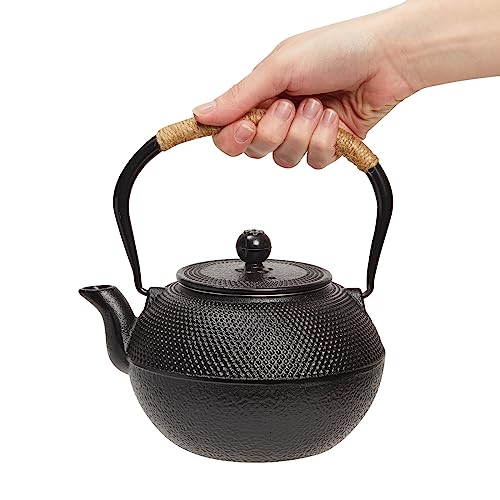 Juvale Tea Kettle Stovetop Japanese Cast Iron Tetsubin - 40 oz, Black - Cast Iron Tea Set & Teapot with Loose Leaf Infuser, Warmer & 4 Cups, Trivet by Juvale - Image 6
