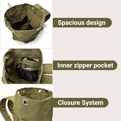 Image of Turtle Trek Travel Backpack Military Top Load Shoulder Bag Large Canvas Army Rucksack Trekking Hiking Duffle Luggage Bag with Multiple Pocket Compartments