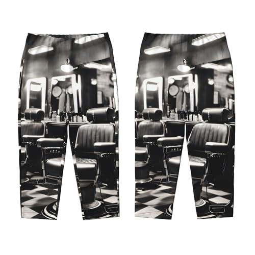 Barber Shop Monochrome Style print Pajama Pants Soft Micro PJ Bottoms Sleepwear Lounge Pants Comfortable Printed Design3