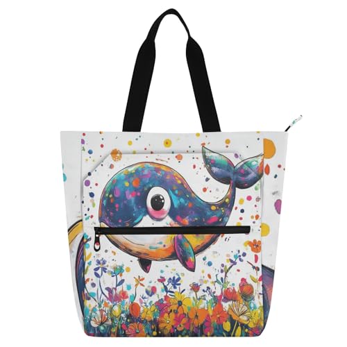 Bolsa de arte con cremallera de ballena azul para que los niños organicen sus dibujos