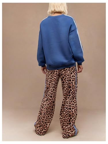 WDIRARA Women's Y2k Leopard Print Pants Elastic Waist Wide Leg Pants Trousers Bottoms2