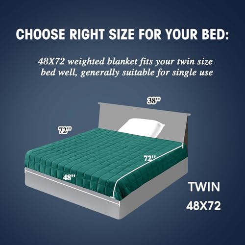 Image of Weighted Blanket for Adults (15 lbs, 48 inch x 72 inch, Glossy green Stripes) Heavy Blanket for Sleeping Perfect for 160-180 lbs, Twin Size Breathable Blanket with Premium Glass Bead, Machine Washable