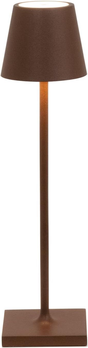 Poldina Micro Lamp, Rechargeable Cordless Table Lamp with Touch Controls, Suitable for Interior and Outdoor, Dimmer, 2200-3000 K, Height 27.5 cm, Corten Colour