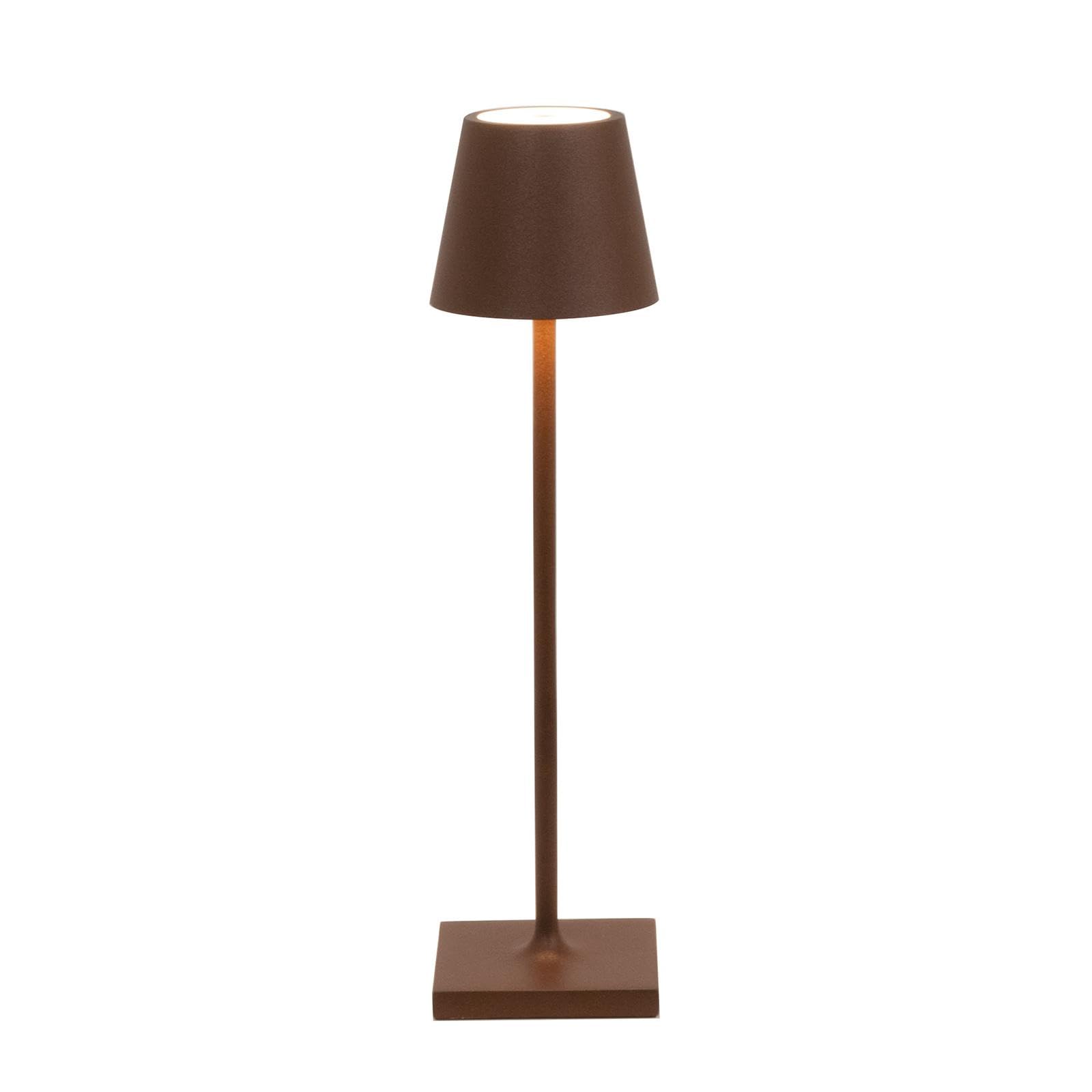 Zafferano, Poldina Micro Lamp, Rechargeable Cordless Table Lamp with Touch Controls, Suitable for Interior and Outdoor, Dimmer, 2200-3000 K, Height 27.5 cm, Corten Colour
