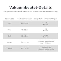 Amazon Basics Vakuumbeutel für Kleidung mit Luftdichtem Ventil und Handpumpe - Mehrere, 3 x Jumbo, 3 x Groß, 3 x Mittelgroß, 3 x Klein, 12er-Pack, Reißverschluss, Durchsichtig – Ansicht 3