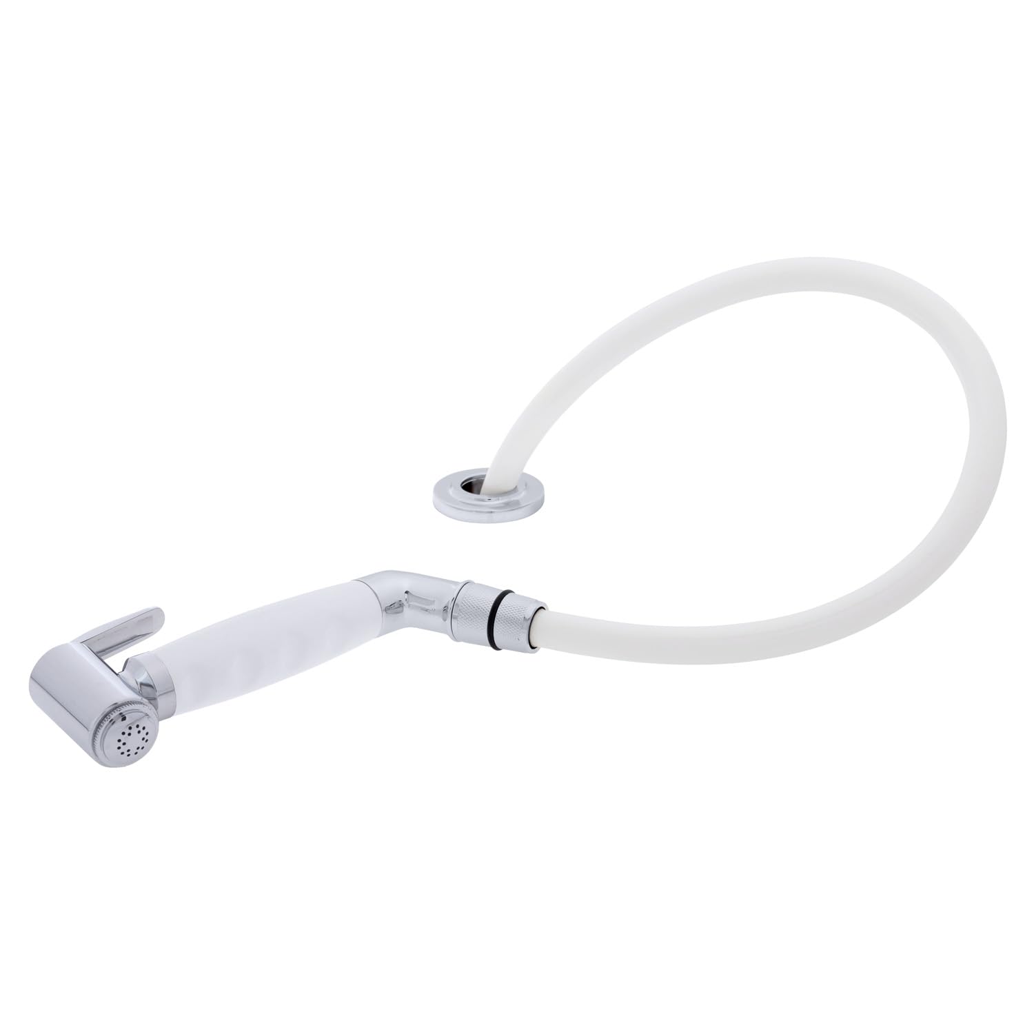 Ambassador Marine Deck-Mount Sprayer- Hammer-Head Artic White Sprayer w/Elbow, 6' White Rubber Hose, Elite Holder - 134-0041-AW-W