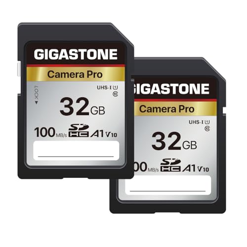 5-Years Data Recovery GIGASTONE 32GB SD Card 2-Pack Camera Pro UHS-I A1 V10 SDHC Memory Card Speed up to 100MB/s Compatible with SPYPOINT TACTACAM Trail Camera with 2 Mini Cases