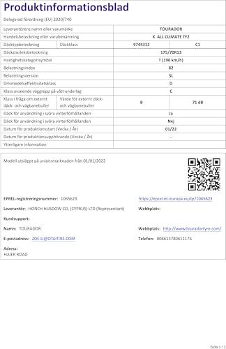 TOURADOR - 175/70 R13 TL 82T X ALL CLIMATE TF2 BSW M+S 3PMSF - Ganzjahresreifen