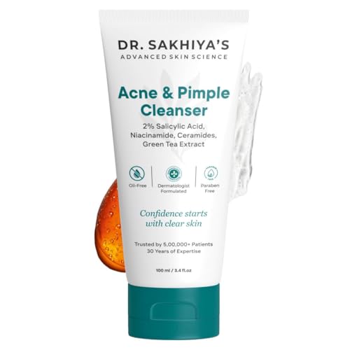 Image of Dr. Sakhiya's Acne & Pimple Face Wash (100ml) for Oily & Acne-Prone Skin | 2% Salicylic Acid Niacinamide | Controls Oil, Reduces Breakouts & Blackheads | Dermatologist Formulated