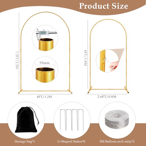 Metal Arch Backdrop Stand, 7.2FT+6FT Wedding Arch Stand, Set of 2 Backdrop Arch Stand, Metal Arch Stand for Valentines Day,Wedding Ceremony Birthday Party Baby Shower Graduation Ceremony Decoration by Nisoger - Image 4